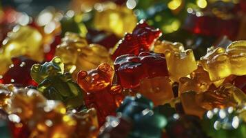 AI generated Vitamins for children, jelly gummy bears candy photo