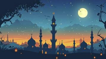 AI generated Flat design ramadan kareem background photo