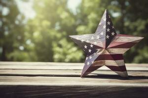 ai generado americano ester en un de madera mesa con Copiar espacio para texto foto