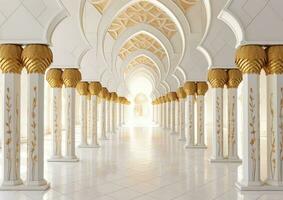 AI generated Archways in the middle of mosque in abu dhabi photo