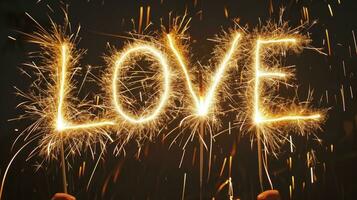 AI generated The word LOVE made out of fireworks photo