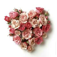 ai generado corazón de rosas para San Valentín día y de la madre día foto