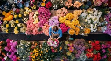 AI generated field of flowers, flowers in the field, colored flowers under the sky, colored flowers, flowers field photo