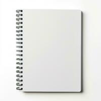 AI generated Blank Spiral Notepad on White Background. Note, Book, Notebook photo