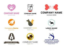 perro logo vector colocar. mascota simpático logo. animal logotipo concepto. vector ilustración.