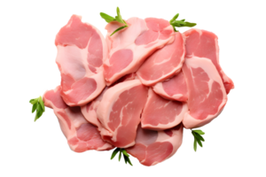 ai gegenereerd top visie rauw varkensvlees karbonades met kruiden PNG
