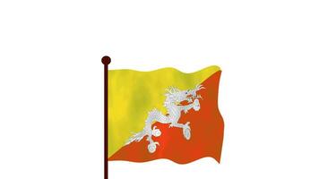 bhutan animerad video höjning de flagga, introduktion av de Land namn och flagga 4k upplösning.