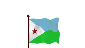 djibouti animado vídeo levantando a bandeira, introdução do a país nome e bandeira 4k resolução. video