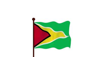 Guyana geanimeerd video verhogen de vlag, invoering van de land naam en vlag 4k oplossing.