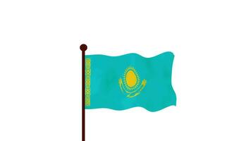 kazakhstan Animé vidéo élevage le drapeau, introduction de le pays Nom et drapeau 4k résolution. video