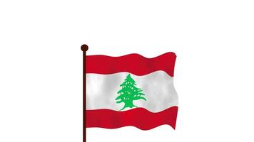 Libanon geanimeerd video verhogen de vlag, invoering van de land naam en vlag 4k oplossing.