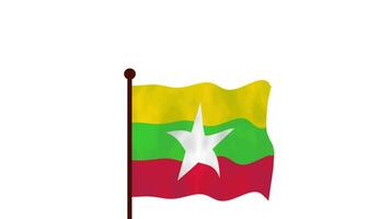 Myanmar animated video raising the flag, introduction of the country name and flag 4K Resolution.