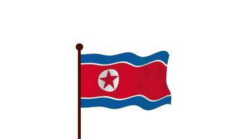 North Korea animated video raising the flag, introduction of the country name and flag 4K Resolution.