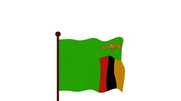 Zambia geanimeerd video verhogen de vlag, invoering van de land naam en vlag 4k oplossing.