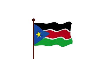zuiden Soedan geanimeerd video verhogen de vlag, invoering van de land naam en vlag 4k oplossing.