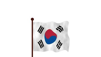 South Korea animated video raising the flag, introduction of the country name and flag 4K Resolution.