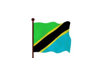 Tanzania geanimeerd video verhogen de vlag, invoering van de land naam en vlag 4k oplossing.