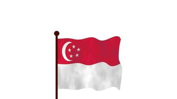 Singapore animated video raising the flag, introduction of the country name and flag 4K Resolution.