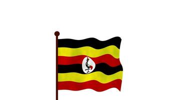 Uganda animado vídeo levantando a bandeira, introdução do a país nome e bandeira 4k resolução. video