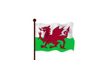 Wales animated video raising the flag, introduction of the country name and flag 4K Resolution.