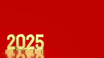The gold number 2025 for Business concept 3d rendering. photo