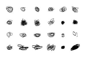 Grunge style in a set of hand drawn doodle shape dots and drops. vector