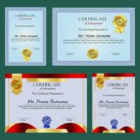 Certificate of achievement template set with gold badge and border, Appreciation and Achievement Certificate Template Design. Elegant diploma certificate template vector