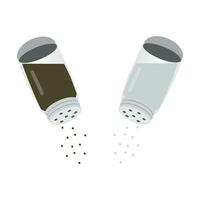 Salt and pepper vectors. Salt and pepper bottles. Pair of transparent glass shaker icon. vector