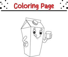 Coloring page milk box holding glass milk vector