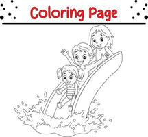 Coloring page family playing water slide vector