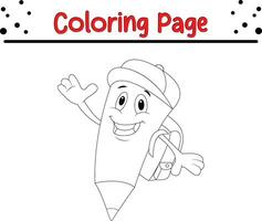 Coloring page school supplies for kids vector