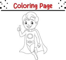 Coloring page Cute superhero boy vector