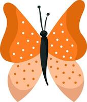 Single Hand draw butterfly isolated on white background in orange colors with polka dots.Vector. vector