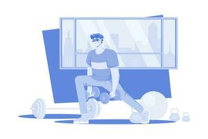 Man Exercising In The Metaverse vector