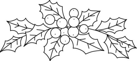 doodle simple, cute hand-drawn Holly pattern, The Holly design used decorate Christmas cards, invitations, wreaths. beautiful  Holly leaves and berries. vector
