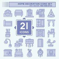 Icon Set Home Decoration. related to Home Furnishings symbol. two tone style. simple design editable. simple illustration vector