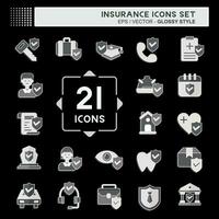 Icon Set Insurance. related to Finance symbol. glossy style. simple design editable. simple illustration vector