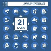 Icon Set Insurance. related to Finance symbol. long shadow style. simple design editable. simple illustration vector