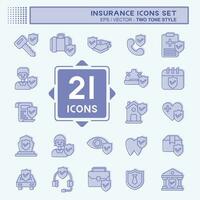 Icon Set Insurance. related to Finance symbol. two tone style. simple design editable. simple illustration vector