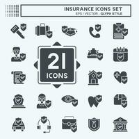 Icon Set Insurance. related to Finance symbol. glyph style. simple design editable. simple illustration vector