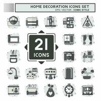 Icon Set Home Decoration. related to Home Furnishings symbol. comic style. simple design editable. simple illustration vector