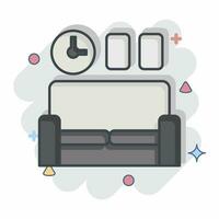 Icon Sofa. related to Home Decoration symbol. comic style. simple design editable. simple illustration vector