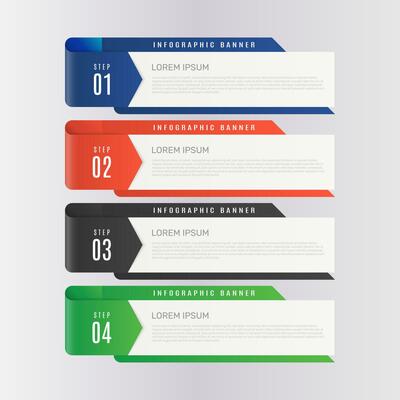 Gradient realistic colorful step infographics. - Vector.