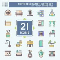 Icon Set Home Decoration. related to Home Furnishings symbol. doodle style. simple design editable. simple illustration vector