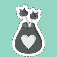 Sticker line cut Vase. related to Home Decoration symbol. simple design editable. simple illustration vector