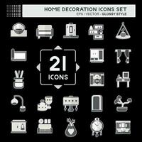 Icon Set Home Decoration. related to Home Furnishings symbol. glossy style. simple design editable. simple illustration vector