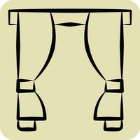 Icon Curtain. related to Home Decoration symbol. hand drawn style. simple design editable. simple illustration vector