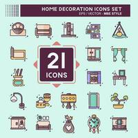 Icon Set Home Decoration. related to Home Furnishings symbol. MBE style. simple design editable. simple illustration vector