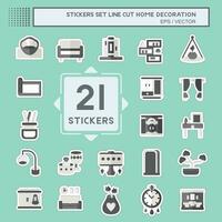 Sticker line cut Set Home Decoration. related to Home Furnishings symbol. simple design editable. simple illustration vector