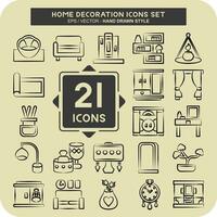 Icon Set Home Decoration. related to Home Furnishings symbol. hand drawn style. simple design editable. simple illustration vector